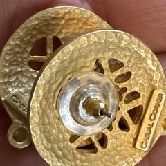 Casual Corner VTG Gold-Tone Round Chunky Cut Out Star Stud Earrings MCM Unique