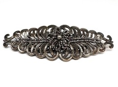 Unusual BIG Antique FRENCH? CUT STEEL & SILVER TONE FERN Brooch 1920s 1930s