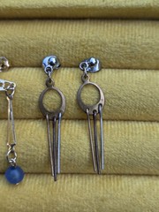 Vintage Earring Lot Dangle Art Deco Style Brutalist Mixed Metal Whimsical