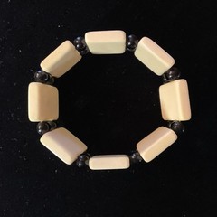VINTAGE ASIAN CHINESE MAHJONG TILE STRETCH BRACELET