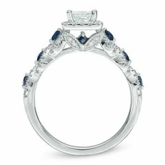 2Ct VVS1 Princess Cut Lab Created Diamond Anniversary 14k White Gold Finish Ring
