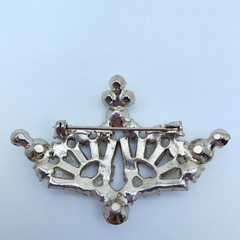 Vintage Art Deco Rhinestone Crown Brooch Old Hollywood Regency Tiara Royalcore
