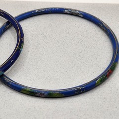 2 Cloisonne Bangle Bracelets 3″×1/8″ Blue