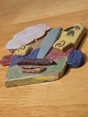 Vintage Picasso Style Abstract Art Pottery Ceramic 3D Art Cubist Face Unique