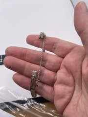 Vintage Sterling Octagon Bracelet IBB Signed Etched Safety Chain