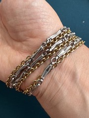 Vintage Bracelet Two Tone Gold / Silver Fancy Clasp Multi Strand By Celebrity. A