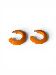 Vintage Lucite/Plastic Hoop Pierced Earrings – Orange – 1-1/2″ x 1-1/2″