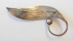 Modernist Delfino Taxco Sterling Silver Leaf Large 75 mm Brooch Pin Eagle Mark 3