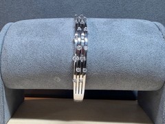 SW 925 Sterling Silver Flush CZ Cubic Zirconia Hinged Bangle Bracelet 7″ Inches