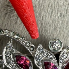 Vintage Pot Metal Flower Basket Rhinestone Brooch Silver Tone READ