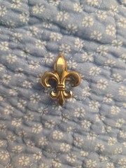 Fleur De Lis Watch Pin 1/20 12k Gold Filled Material With Vintage Swiss Pocket