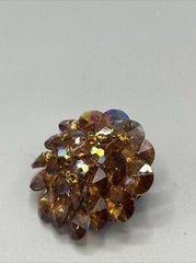 Vintage Brown Iridescent Glass Pin Cluster Rivioli Bead Brooch 1950’s-1970’s