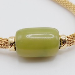 Crown Trifari Mesh Choker Necklace Lime Green Lucite Fixed Barrel Pendant 15 in