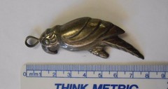 Large Puffy Sterling Silver Signed NF Parrot Macaw Bird Pendant Brooch 75 mm