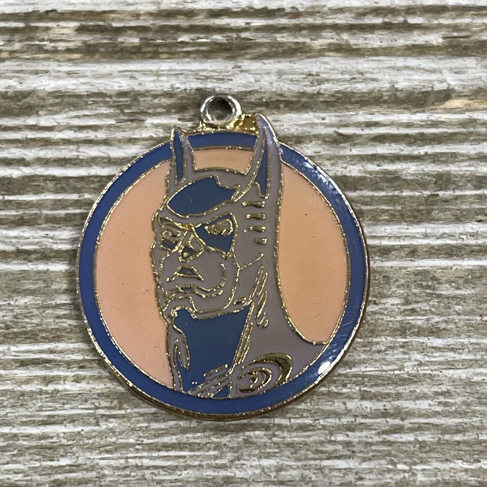 Vintage Gold Toned Small Round 1994 DC Comics Batman Charm Pendant