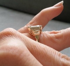 Art Deco Antique Vintage 4.20Ct White Diamond Engagement Ring 14K Yellow Gold FN