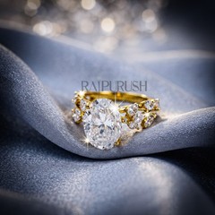 Oval and Marquise Moissanite Engagement Ring 925 Sterling Silver Bridal Promise