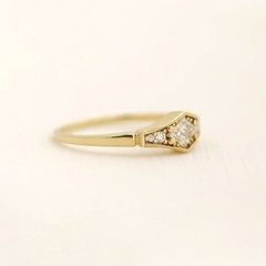 Vintage Art Deco Minimalist & Lab Created Diamond In 925 Sterling Silver Ring