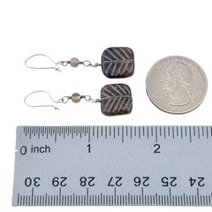 Vintage Sterling Silver 925 Smoky Quartz Etched Leaf Earrings