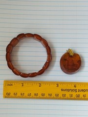 NATURAL OLD pressed ANTIQUE BALTIC AMBER BRACELET. Pendant