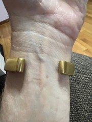 Vintage Heavy Solid Brass Modernist Geometric Cuff Bracelet Open Bangle