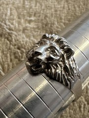 Vintage Lion Head Ring Sterling Silver King of The Jungle Brutalist Size 11.75