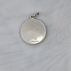 Sterling Silver Elco Friendship 3D Handshake Vintage Disc Charm Pendant 1.75″