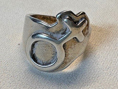 Venus Symbol Lesbian Isis Goddess Magic Ring 925 Sz 11 LGBT Original by JKL 836
