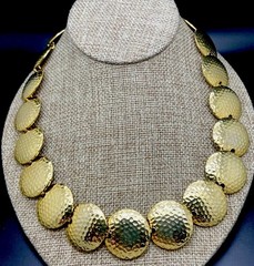 RJ Graziano Circular Hammered Disc 17″ TO 20″ Necklace Signed NEW