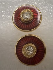 Metropolitan Museum If Art Red Enamel And CZ Pierced Earrings