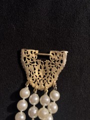 Vintage 1950-1970 Geno Multi-4 Strand Faux Pearl Necklace Gold Tone Clasp