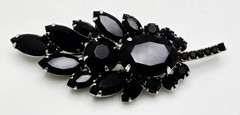 Vintage Juliana DeLizza and Elster Jet Black Rhinestone Brooch