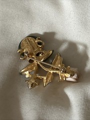 Vtg Swoboda Jade & Coral Rose Flower Pot Brooch Missing Stone And Flower