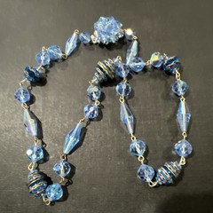 Vintage Necklace 21 In Blue Glass Beads