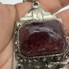 Vintage EDLEE Poured Glass Necklace Amethyst Gropoix Style Tassel Etruscan
