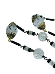 Antique Victorian / Art Deco Faceted Cut Quartz Crystal Bead Necklace 36” Long