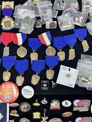 Vintage Gold & Silver Tone Assorted, Marketing, Flag, Music Pin Back Lot Of 75+