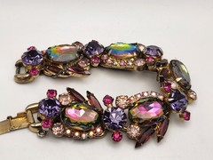Vintage Juliana D&E Purple Watermelon Heliotrope 5 Link Bracelet Verified