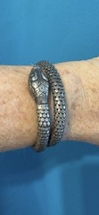 whiting & davis bracelet snake serpent sterling wrap mesh adjusts nice patina