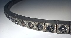 Vtg (Antique?) Silver-tone Clear Rhinestone Rigid Tennis-style Necklace 16″