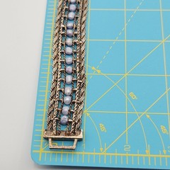 Vintage Multi Strand Bracelet Purple Bead Rhinestone Slide Clasp Antiqued Tone