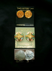 Vintage Lot NOS Pierced and Clip On Earrings, Set of 3 Pair Two Sisters Medici