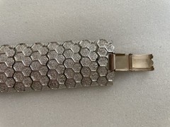 Vintage Bracelet CORO Pegasus Signed Honeycomb Textured Wide Link Chunky MCM Mod