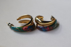 Colorful Vintage Gold Hoop Earrings