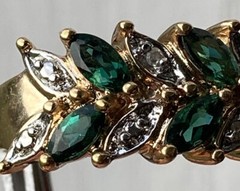 Sterling Silver ~ ROSS SIMONS Green CZ Pave Ring Size 7.75 Gold 4.4 g