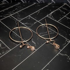 Vintage Clip On Earrings Extra Large & Circle & Bar Dangle 3 & 1/8″