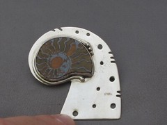 Fine ALAN UCHIN Signed Modernist Studio Craft AMMONITE BROOCH
