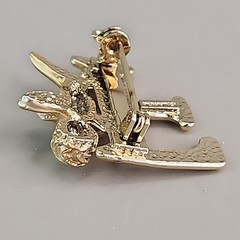 Vintage L Razza Cherub Brooch 24mm Letter Initial F