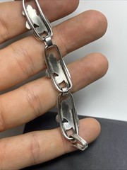 Danish Designer La Paglia Sterling Silver Floral Link Flower Bracelet 6.25in