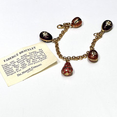 Faberge 5 Egg Bracelet The Museum Company Gold Plated Pewter Jewel Tones